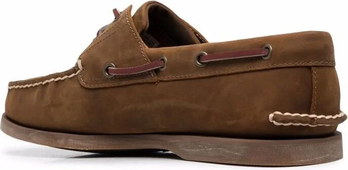 Brown Boat Loafers With Lace-Up Detail In Leather Man - Image 3