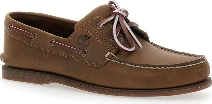 Brown Boat Loafers With Lace-Up Detail In Leather Man - Image 2