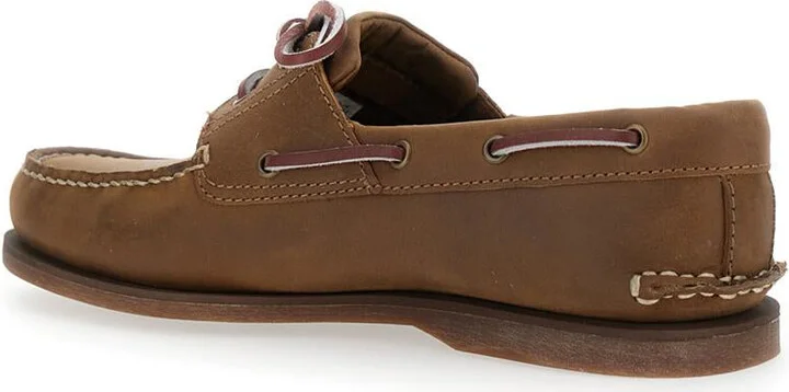 Brown Boat Loafers With Lace-Up Detail In Leather Man - Image 3