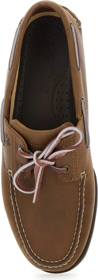 Brown Boat Loafers With Lace-Up Detail In Leather Man - Image 4