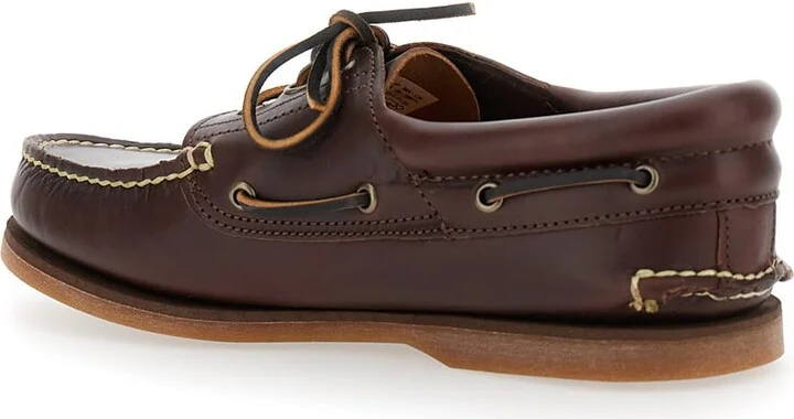 Brown Boat Loafers With Two-tone Laces In Leather Man - Image 3