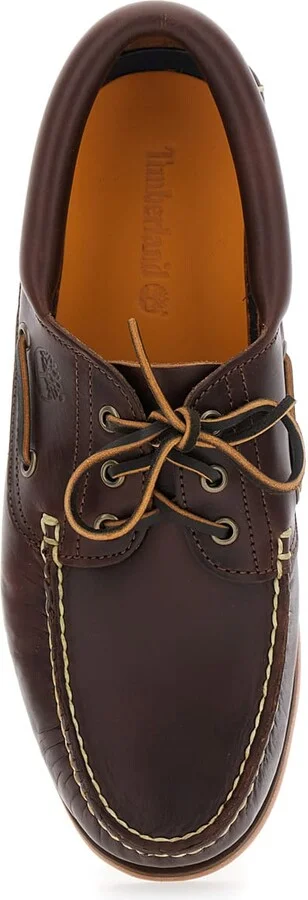 Brown Boat Loafers With Two-tone Laces In Leather Man - Image 4