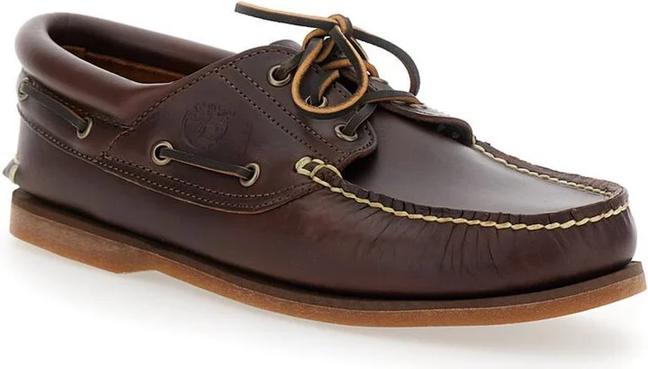 Brown Boat Loafers With Two-Tone Laces In Leather Man - Image 2