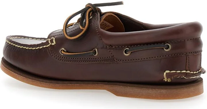Brown Boat Loafers With Two-Tone Laces In Leather Man - Image 3