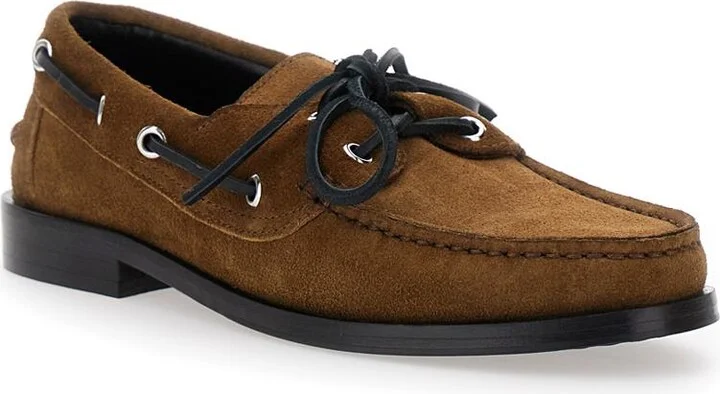 Brown Boat Shoes With Side Laces In Suede Woman - Image 2