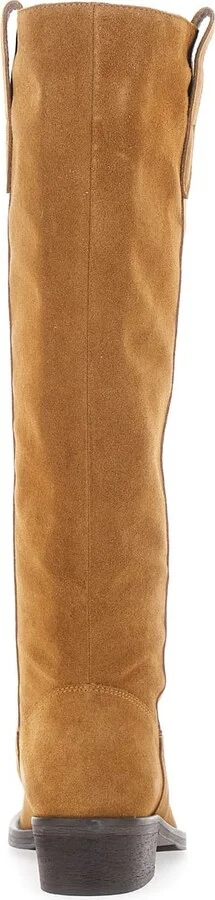 Brown Boots With Almond Toe And Low Block Heel In Suede Woman - Image 4