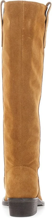 Brown Boots With Almond Toe And Low Block Heel In Suede Woman - Image 4