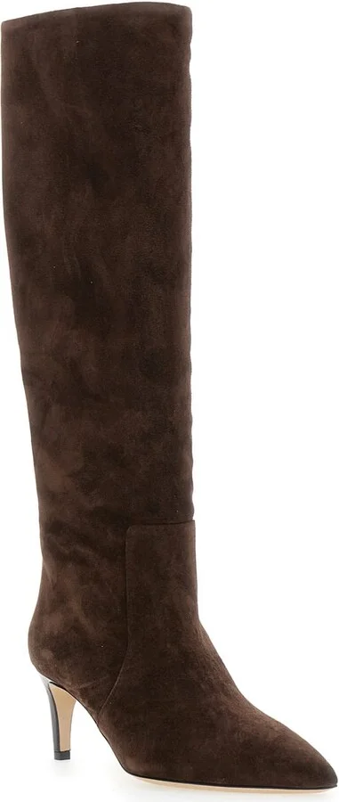 Brown Boots With Pointed Toe And Stiletto Heel In Suede Woman - Image 2