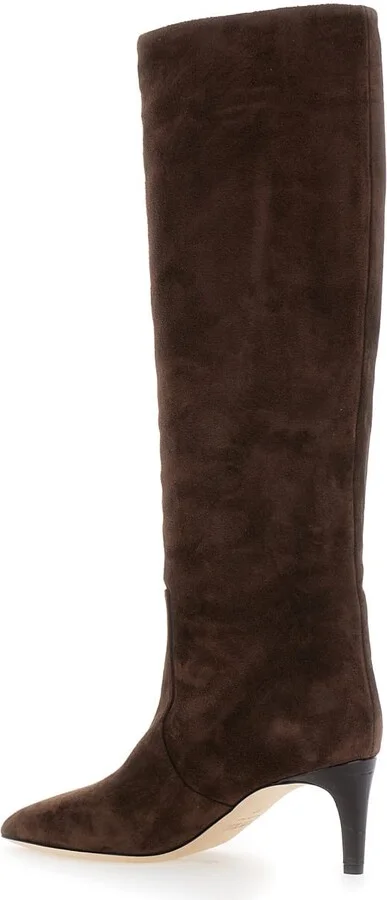 Brown Boots With Pointed Toe And Stiletto Heel In Suede Woman - Image 3