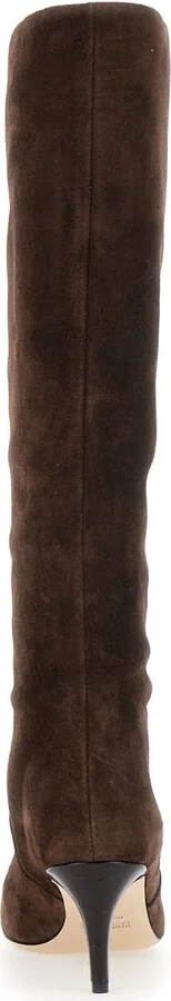 Brown Boots With Pointed Toe And Stiletto Heel In Suede Woman - Image 4