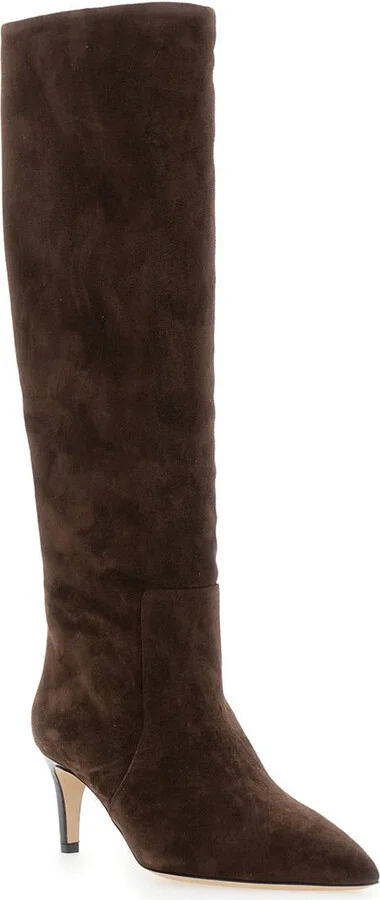 Brown Boots With Pointed Toe And Stiletto Heel In Suede Woman - Image 2