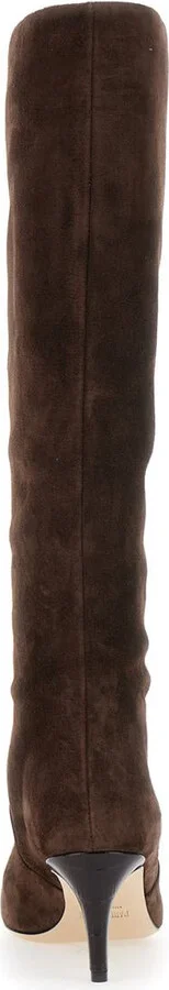 Brown Boots With Pointed Toe And Stiletto Heel In Suede Woman - Image 4