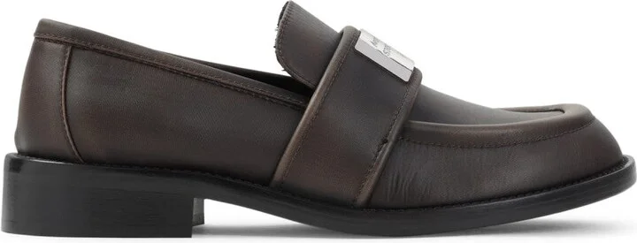 Brown Brushed Nylon Loafers