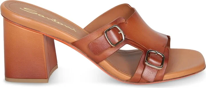 Brown Buckle Heel Sandal