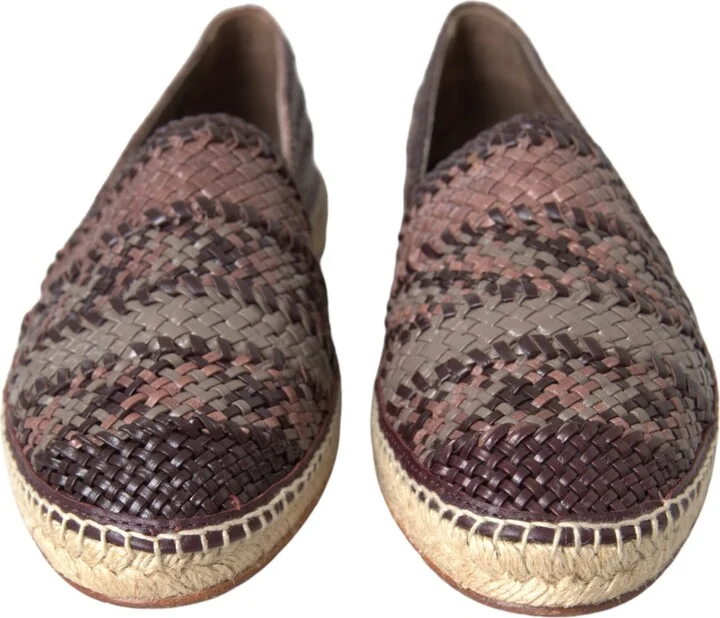 Brown Buffalo Leather Espadrille Flats Men's Shoes - Image 2