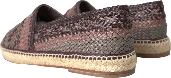 Brown Buffalo Leather Espadrille Flats Men's Shoes - Image 4