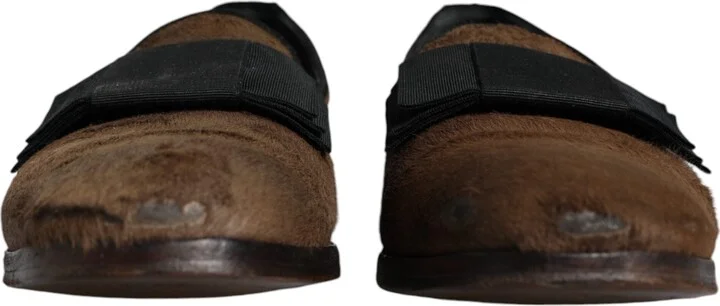 Brown Calf Hair Leather Loafers Formal Dress Men's Shoes (Pre-Owned) - Image 2