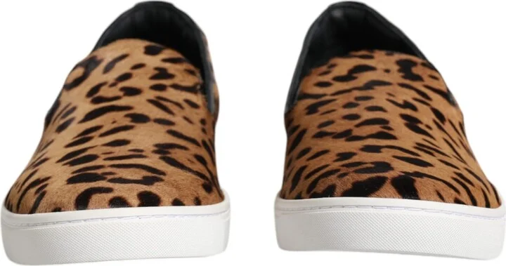 Brown Calfskin Fur Leopard Men Sneakers Men's Shoes - Image 2