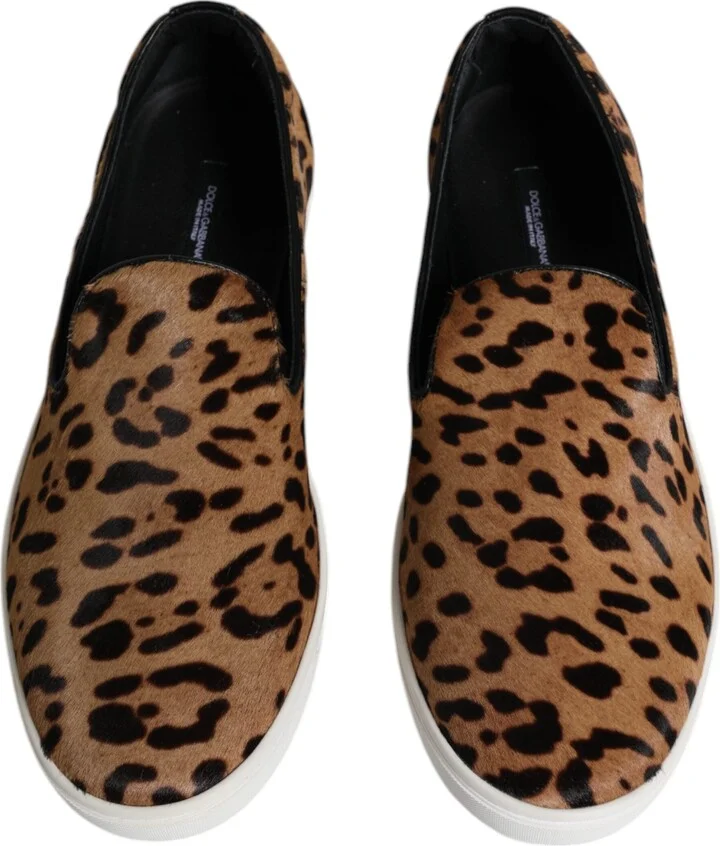 Brown Calfskin Fur Leopard Men Sneakers Men's Shoes - Image 3