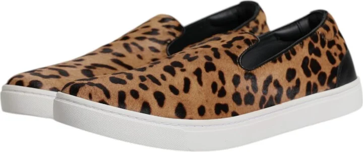 Brown Calfskin Fur Leopard Men Sneakers Men's Shoes - Image 4