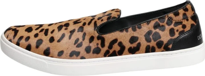 Brown Calfskin Fur Leopard Men Sneakers Men's Shoes - Image 6