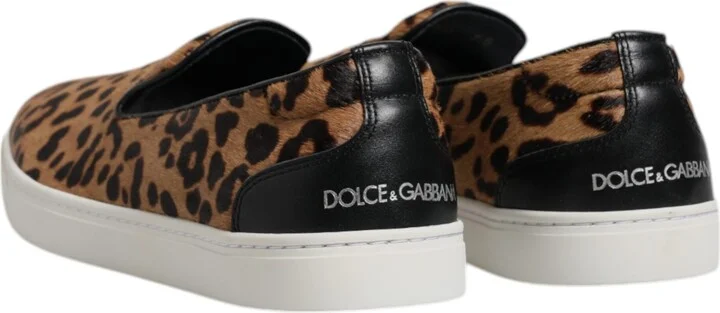 Brown Calfskin Fur Leopard Sneakers Men's Shoes - Image 5
