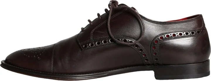Brown Calfskin Leather Lace Up Oxford Men's Shoes (Pre-Owned) - Image 5