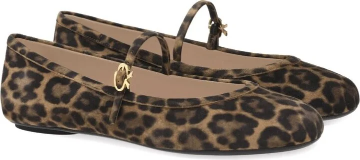 Brown Carla Leopard-Print Suede Ballet Pumps - Image 2