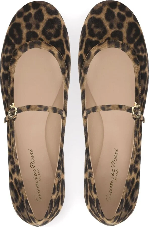 Brown Carla Leopard-Print Suede Ballet Pumps - Image 3