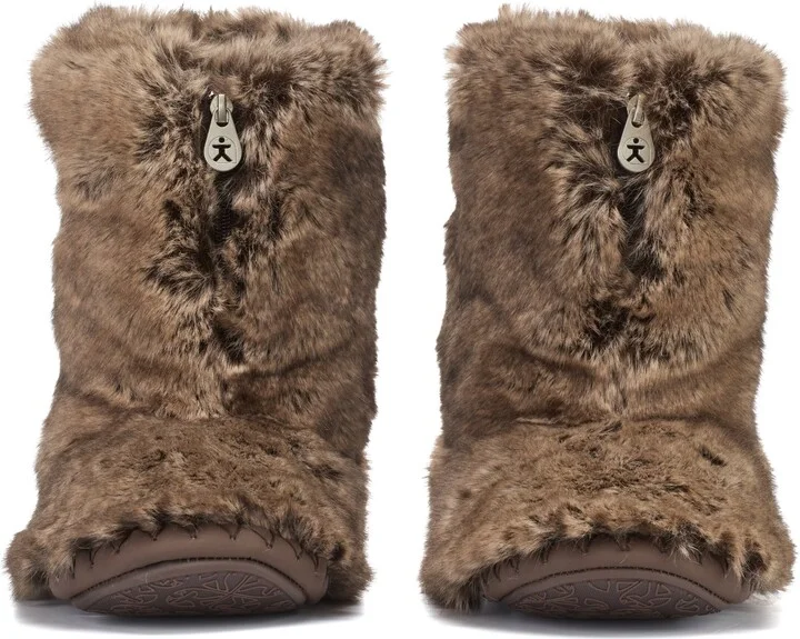 Brown Cole - Short Luxury Faux Fur Slipper Boot - Jackal - Image 4