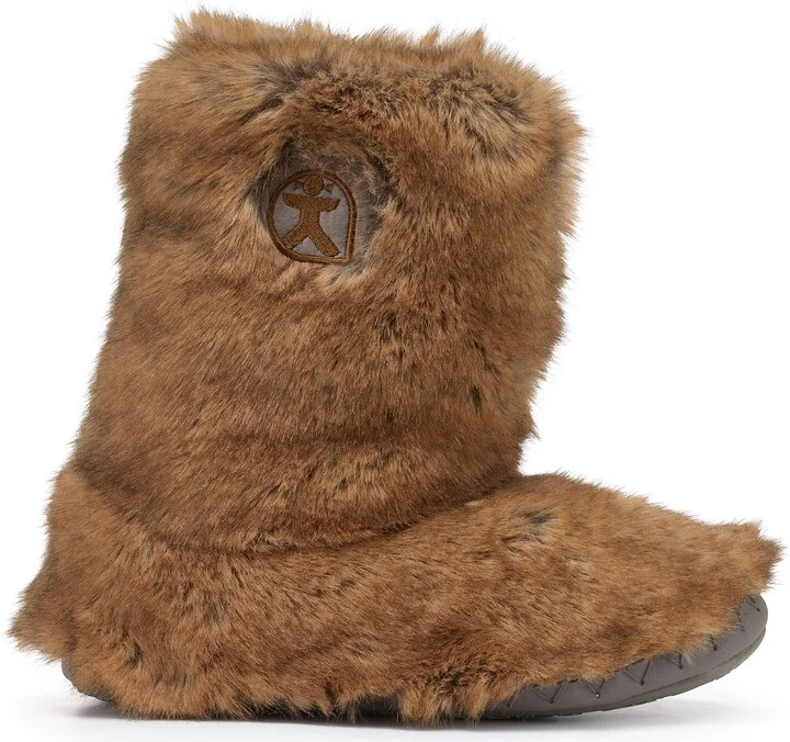 Brown Cole - Short Luxury Faux Fur Slipper Boot - Weasel - Image 5