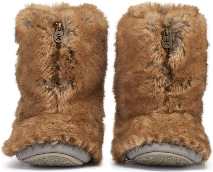 Brown Cole - Short Luxury Faux Fur Slipper Boot - Weasel - Image 6