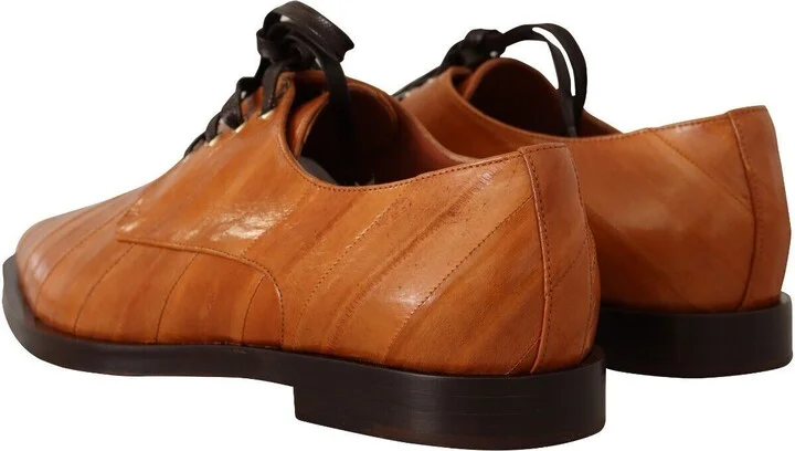 Brown Eel Leather Lace Up Formal Women's Shoes - Image 4