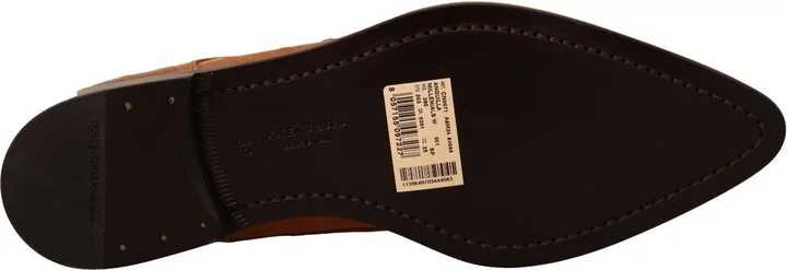 Brown Eel Leather Lace Up Formal Women's Shoes - Image 6