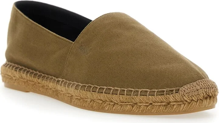 Brown Espadrilles With Tonal Cassandre Embroidery On The Side And Almond Toe In Cotton Man - Image 2