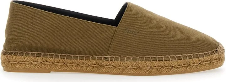 Brown Espadrilles With Tonal Cassandre Embroidery On The Side And Almond Toe In Cotton Man
