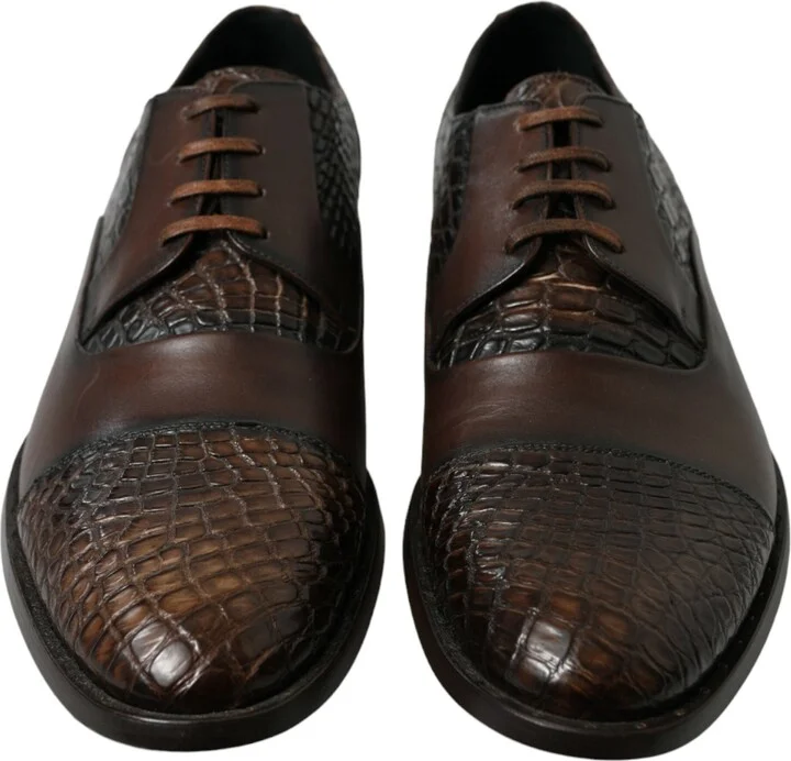 Brown Exotic Leather Lace Up Oxford Dress Men's Shoes - Image 2