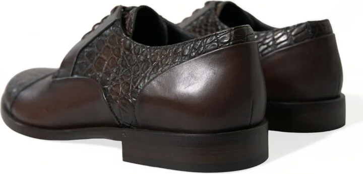 Brown Exotic Leather Lace Up Oxford Dress Men's Shoes - Image 4