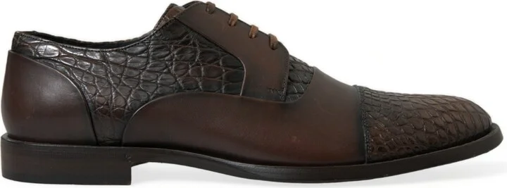 Brown Exotic Leather Lace Up Oxford Dress Men's Shoes