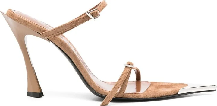 Brown Fang 95 Leather Mule Sandals