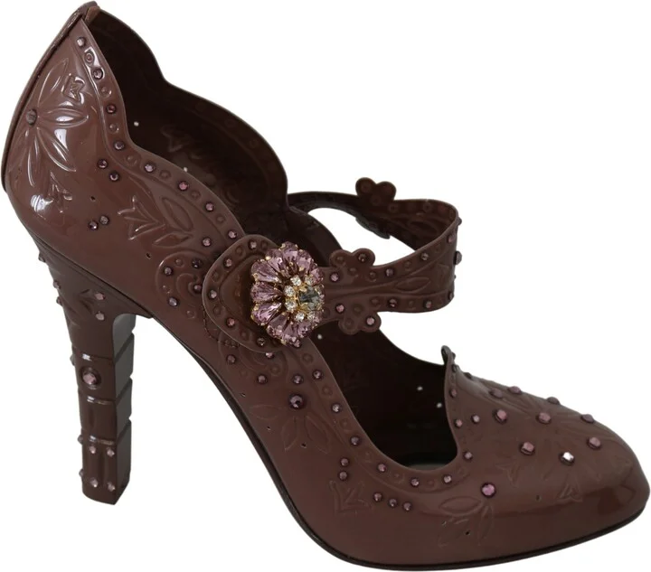 Brown Floral Crystal CINDERELLA Heels Women's Shoes