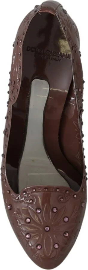 Brown Floral Crystal Heels CINDERELLA Women's Shoes - Image 3