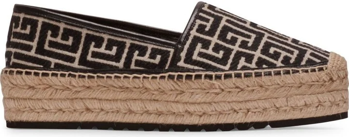 Brown Geometric Logo Pattern Espadrilles