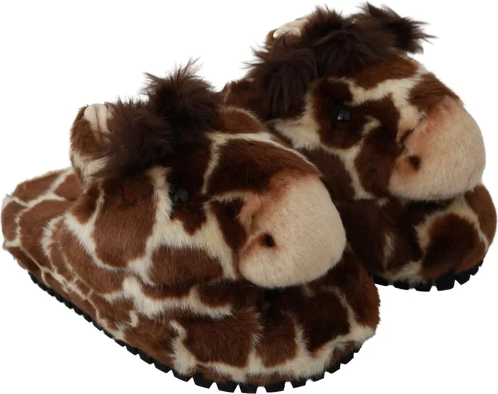 Brown Giraffe Slippers Flats Sandals Women's Shoes - Image 4