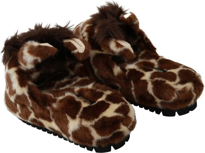 Brown Giraffe Slippers Flats Sandals Women's Shoes - Image 5