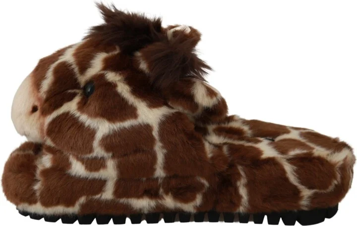 Brown Giraffe Slippers Flats Sandals Women's Shoes - Image 6