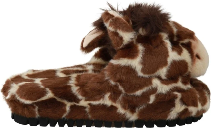 Brown Giraffe Slippers Flats Sandals Women's Shoes