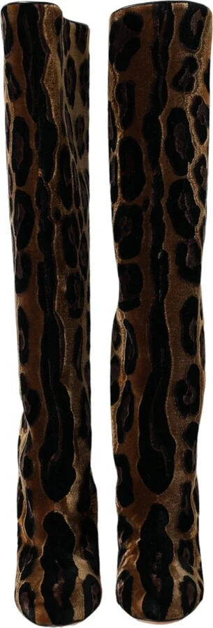 Brown Giraffe Velvet Leather Boots Women's Shoes - Image 2
