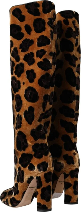 Brown Giraffe Velvet Leather Boots Women's Shoes - Image 3