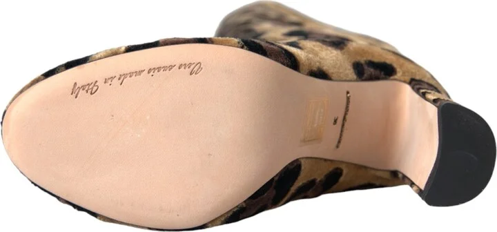 Brown Giraffe Velvet Leather Boots Women's Shoes - Image 4